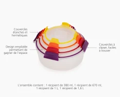 4 Boîtes Alimentaires Rondes Multicolores Nest™ Lock Round