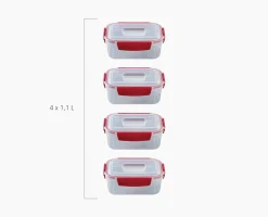 4 Petites Boîtes Alimentaires Rouges 1.1L Nest™ Lock