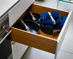 Batterie de cuisine Space antiadhésive en céramique 6 pièces bleue poignée pliante