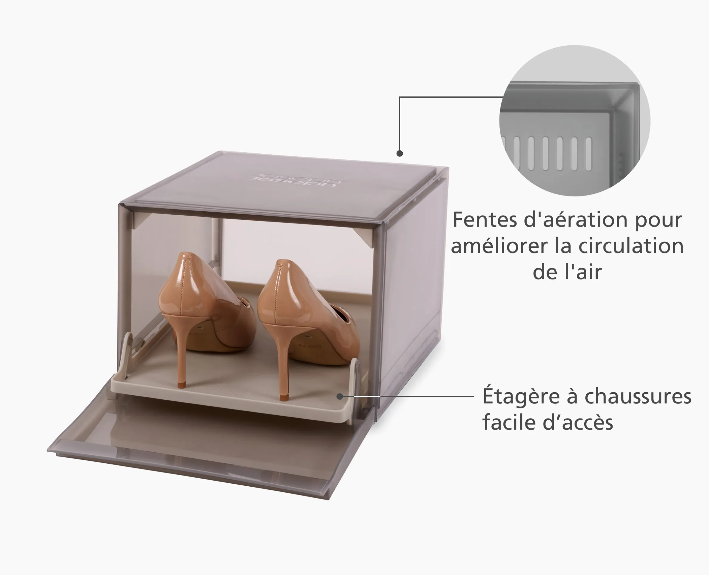 Boîtes Range-Chaussures Empilables Grises de 2 Pièces ShoeCase