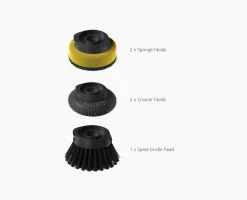 Brosse à Vaisselle avec Tête de Rechange et 4 Têtes Supplémentaires