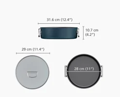 Casserole Space peu profonde antiadhésive en céramique 28 cm bleue avec poignée pliante et couvercle