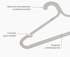Ensemble de 5 cintres anti-enchevêtrement Orderly™ écrus
