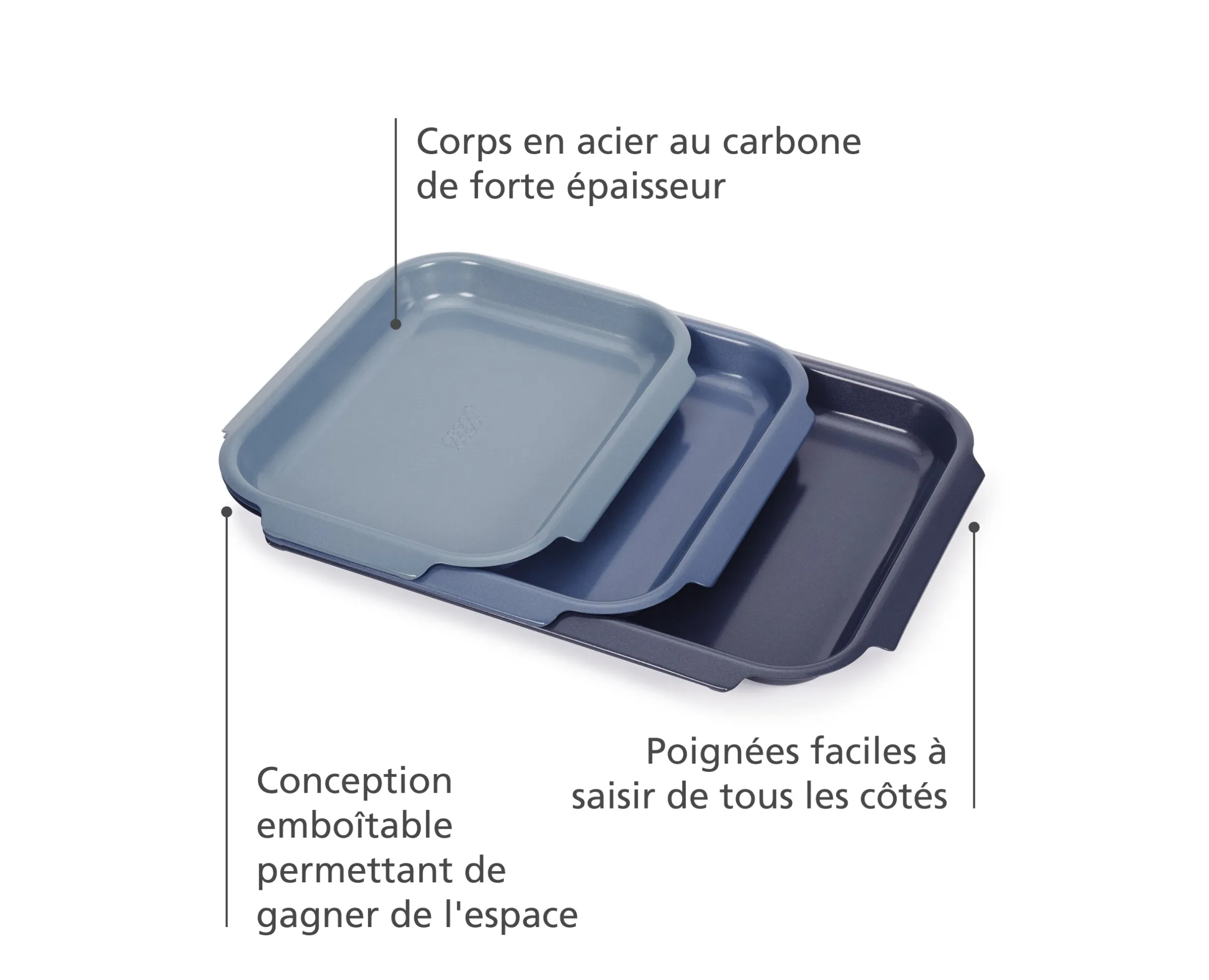 Ensemble de 3 plats de cuisson antiadhésifs bleus Nest™ Bake
