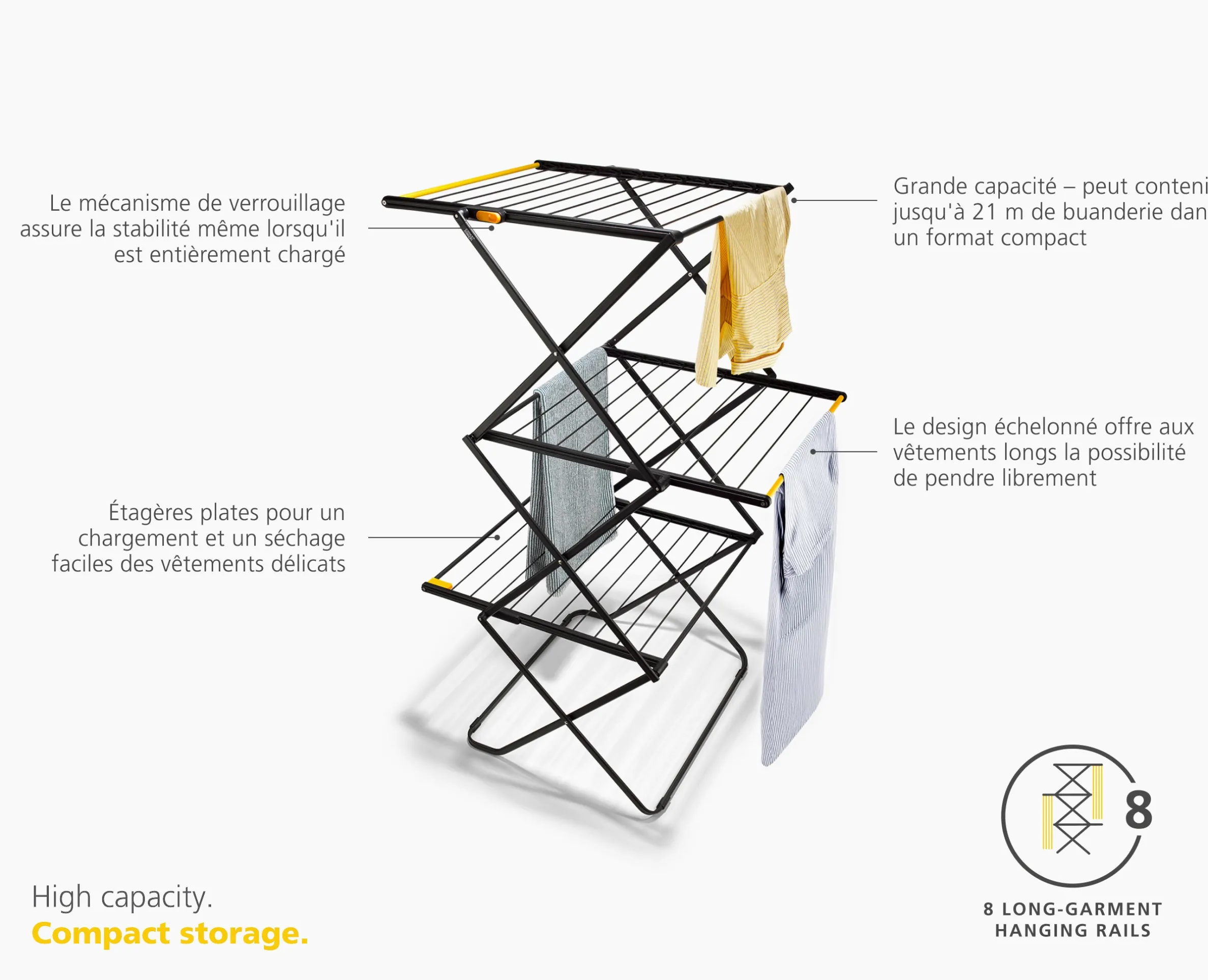 Grand Étendoir à Linge de Grande Capacité 21m AirFrame™ Max