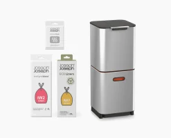 Kit de démarrage poubelle de tri sélectif en acier inoxydable Totem Compact 40L