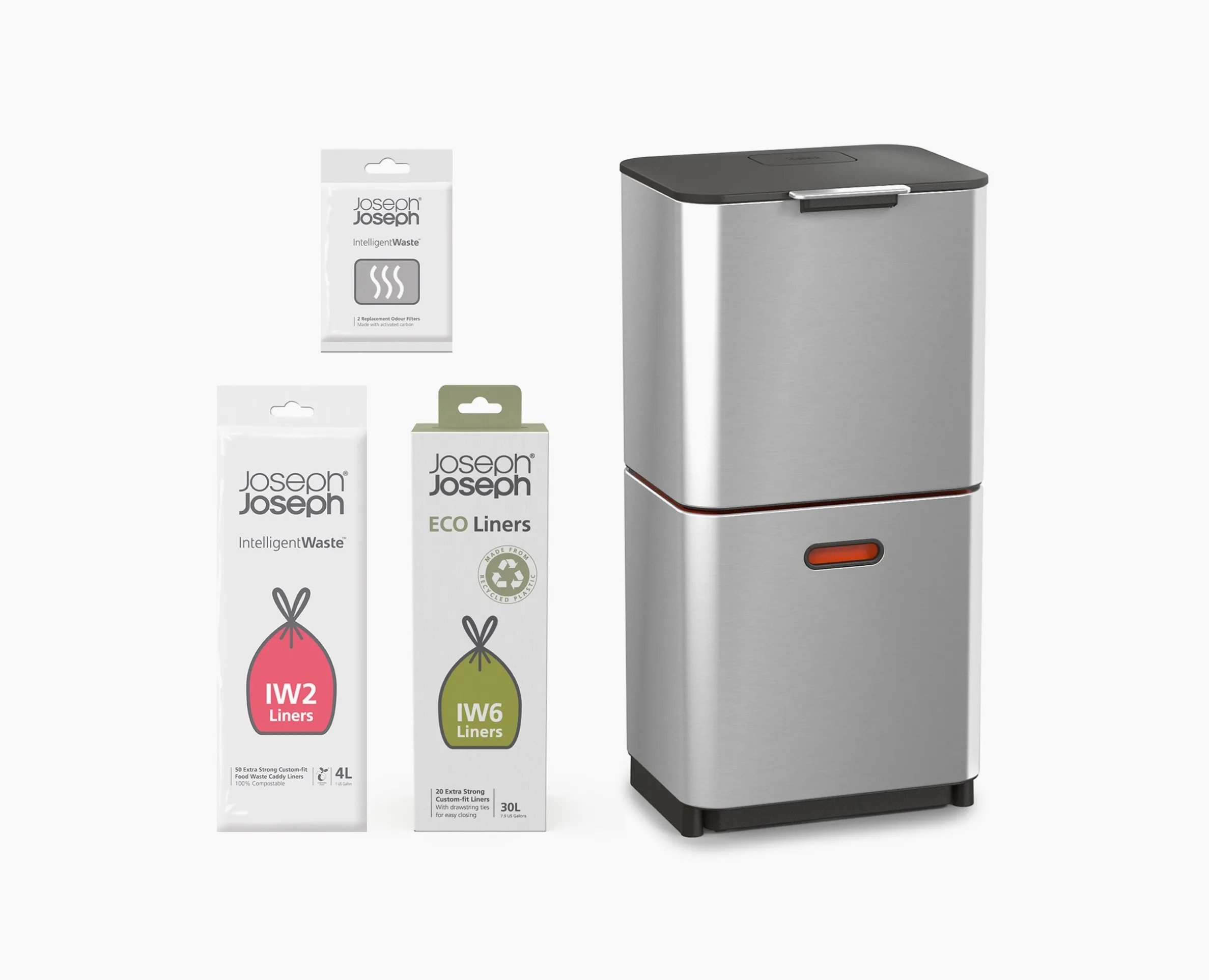 Kit de démarrage poubelle de tri sélectif en acier inoxydable Totem Max 60L