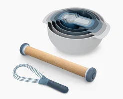 Lot de 9 Bols Nest™ 9 Plus, Rouleau à Pâtisserie PrecisionPin™ & Fouet Twist™ en Bleu