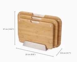 Lot de 3 Planches à Découper en Bambou Nest™ & un Lot de 5 Couteaux Elevate™ avec Bloc en Bambou