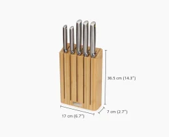Lot de 3 Planches à Découper en Bambou Nest™ & un Lot de 5 Couteaux Elevate™ avec Bloc en Bambou