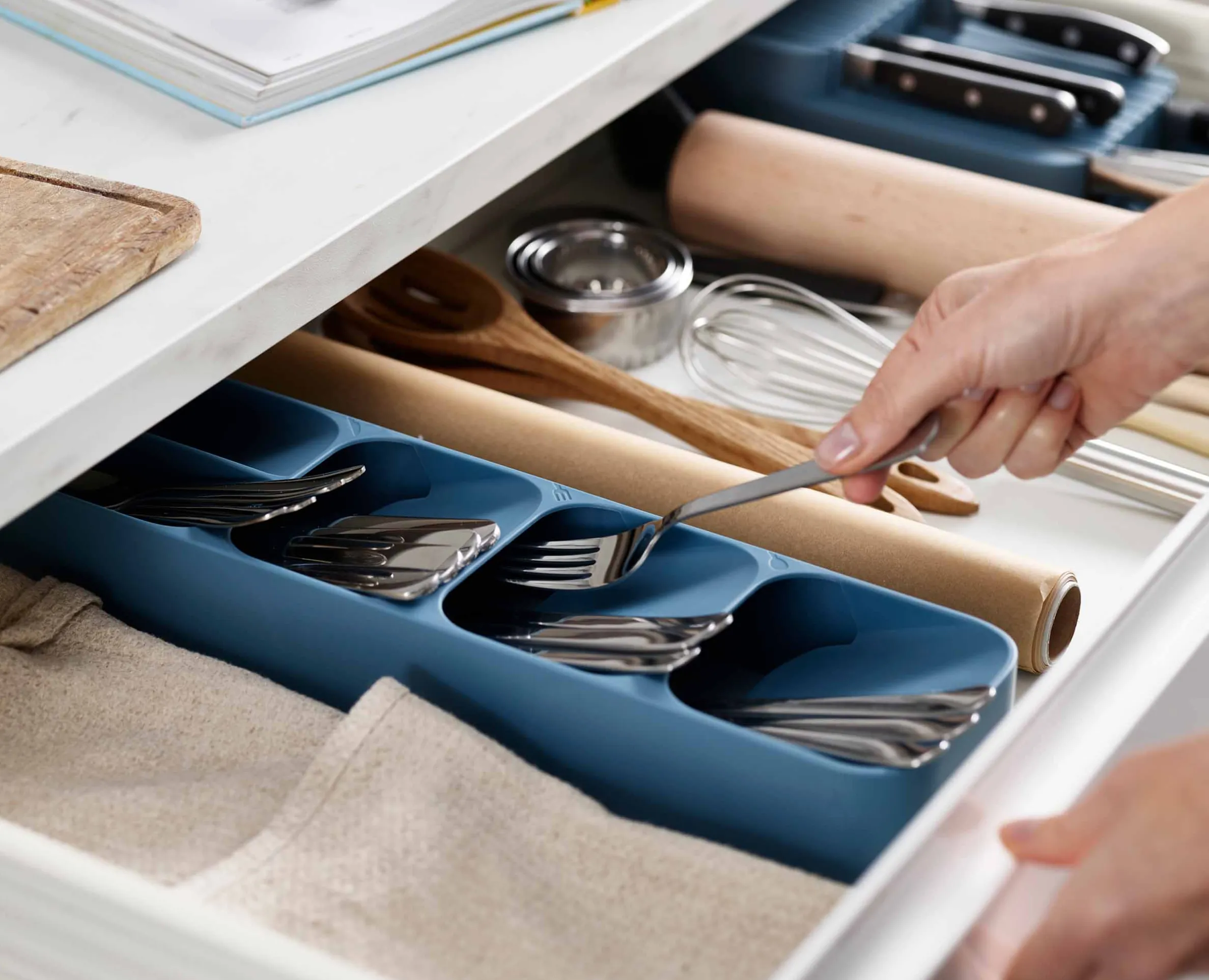 Organiseur de couverts compact Bleu DrawerStore™ - Éditions