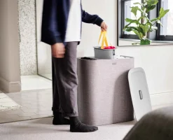Panier à Linge 3 Compartiments Gris 90L Tota Trio