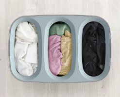 Panier à Linge 3 Compartiments Gris 90L Tota Trio