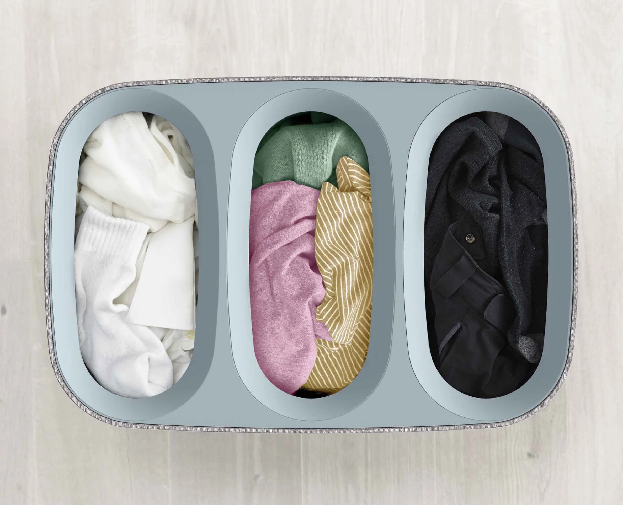 Panier à Linge 3 Compartiments Gris 90L Tota Trio