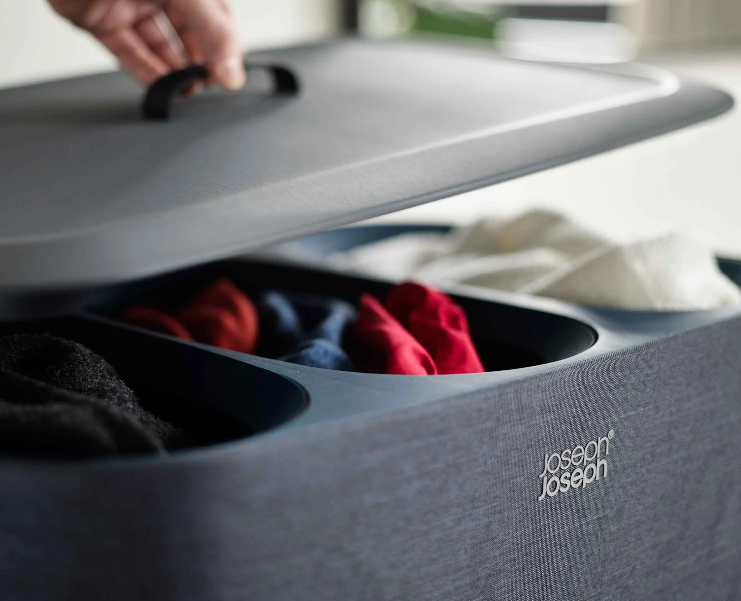 Panier à Linge 3 Compartiments Noir 90L Tota Trio