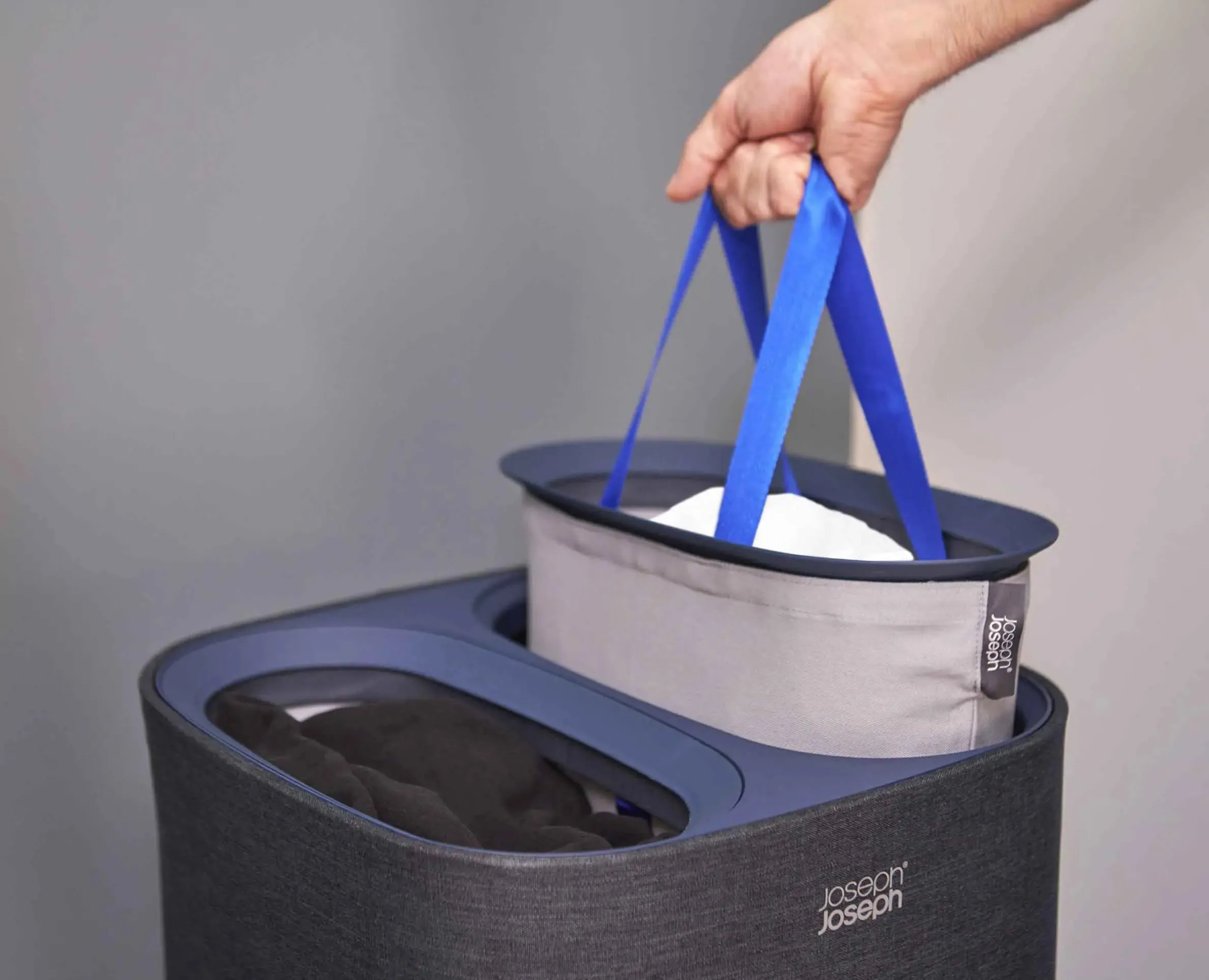 Panier à Linge Deux Compartiments 60L Tota Noir