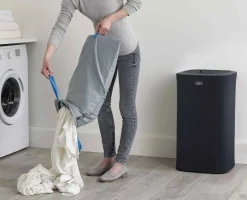 Panier à Linge Deux Compartiments 60L Tota Noir