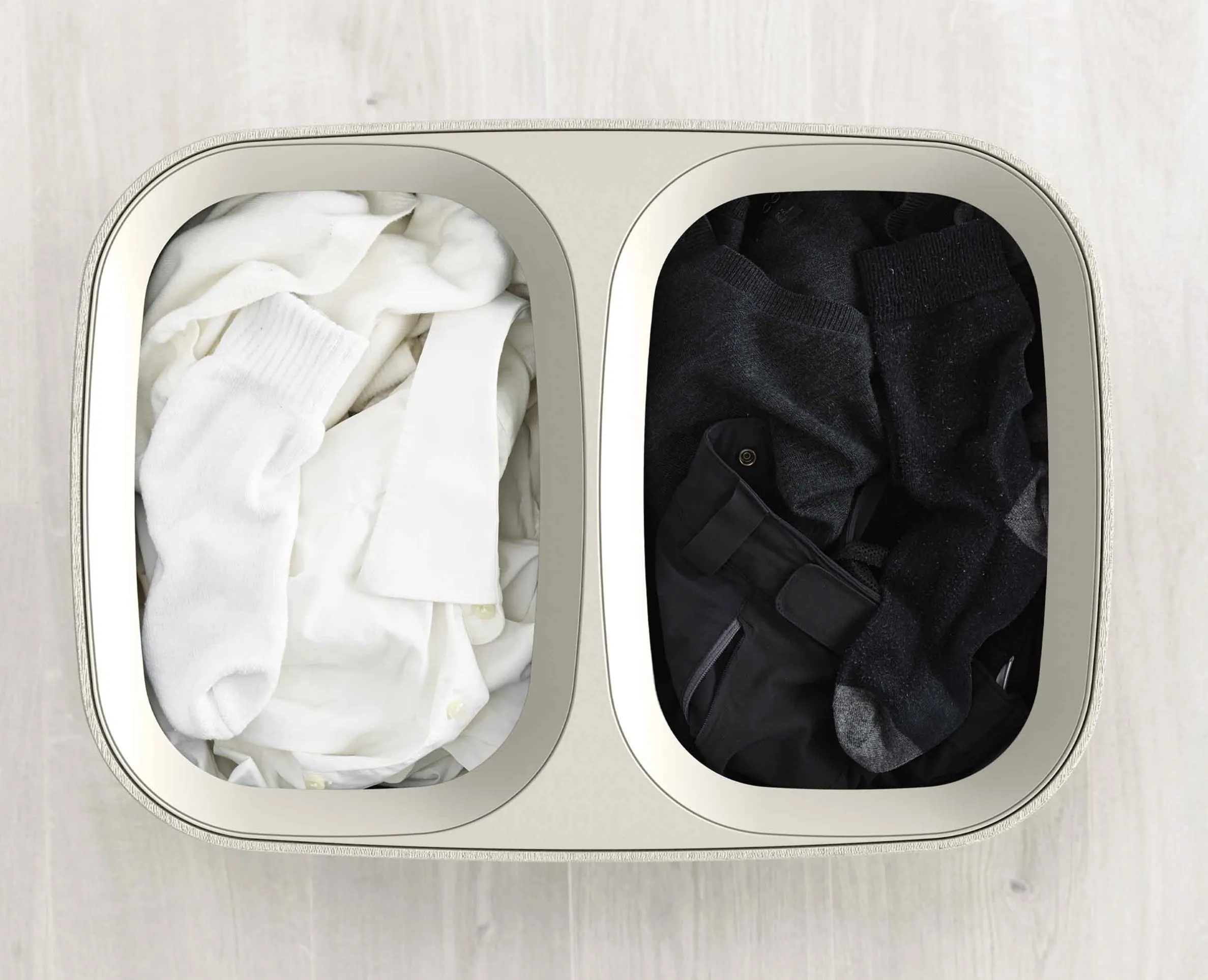 Panier à Linge Double Écru 90L Tota