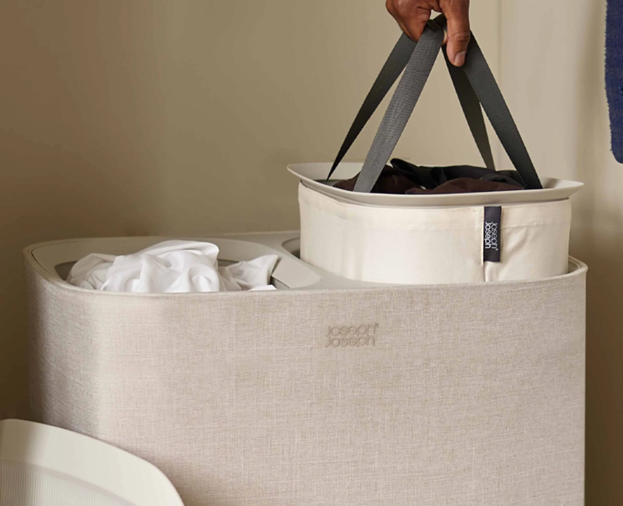Panier à Linge Double Écru 90L Tota