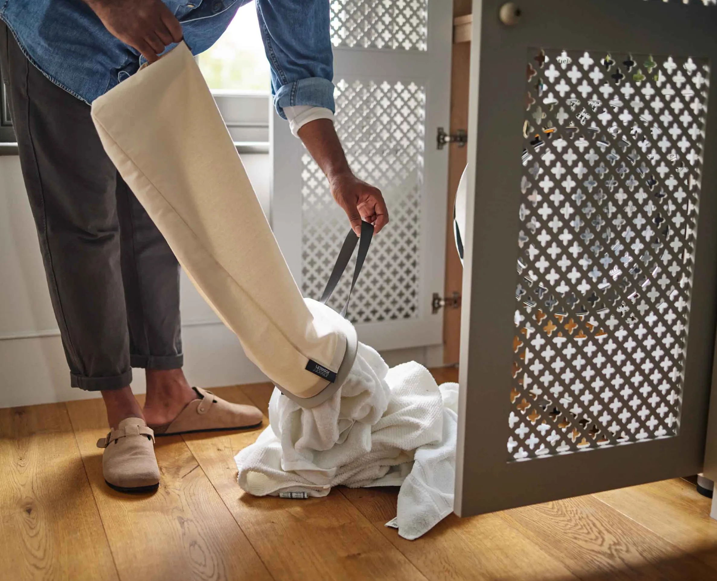 Panier à Linge Double Écru 90L Tota