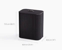 Panier à Linge Double Luxe Bambou Noir 90L Tota Twin Luxe