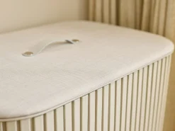 Panier à Linge Double Luxe Bambou Écru 90L Tota Twin Luxe