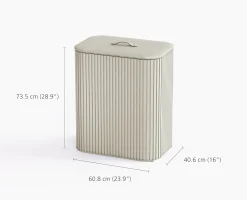 Panier à Linge Double Luxe Bambou Écru 90L Tota Twin Luxe