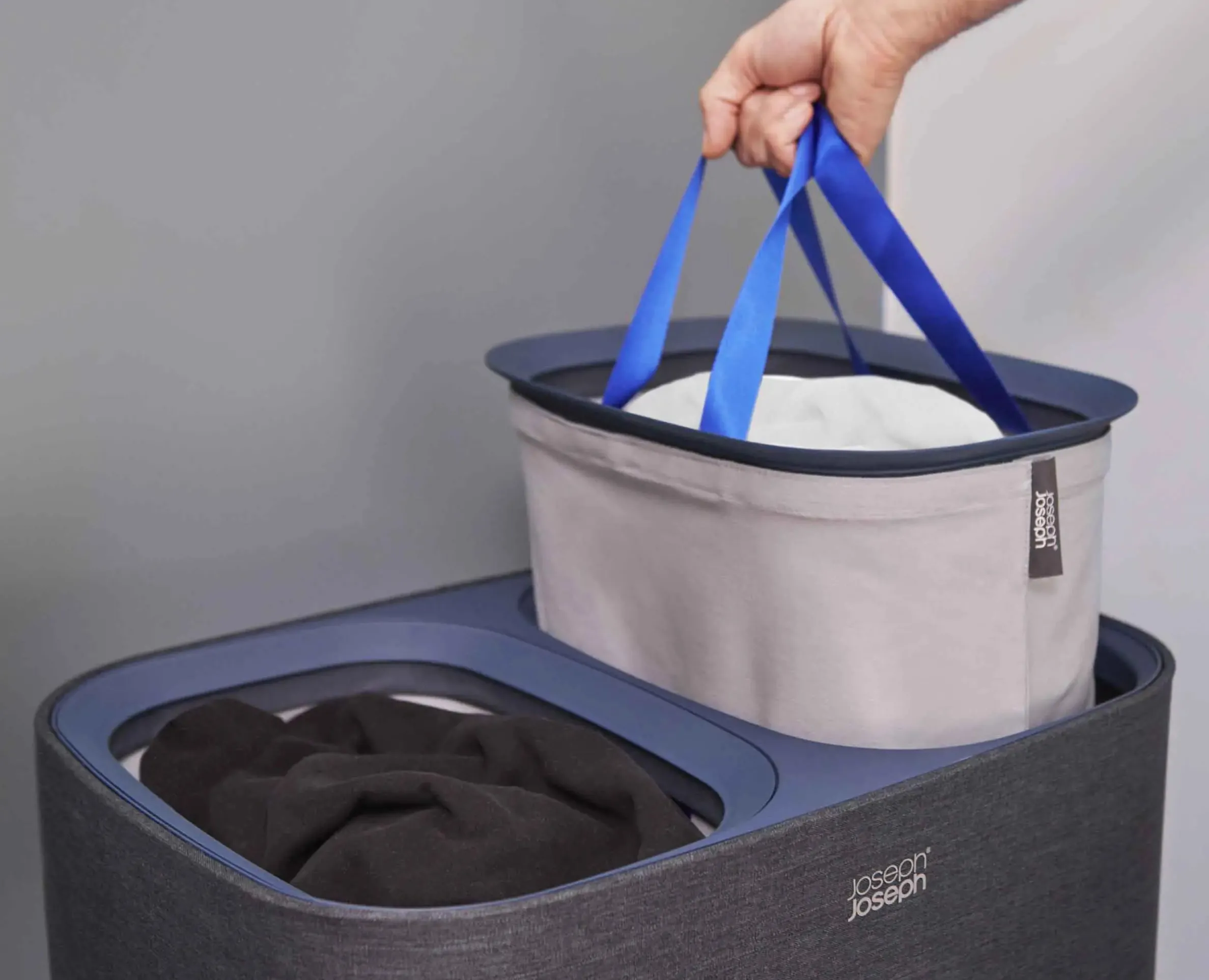 Panier à Linge Double Noir 90L Tota