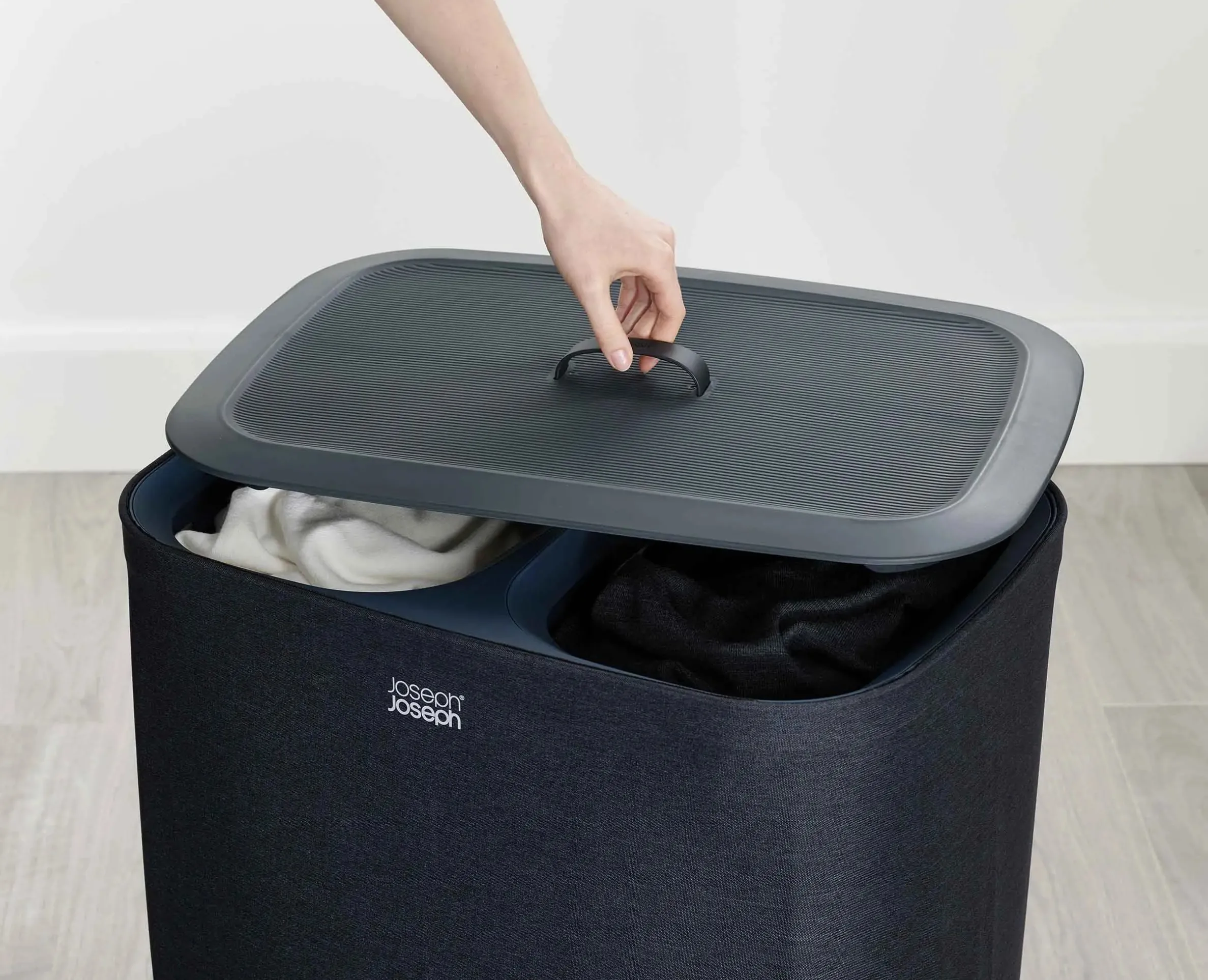 Panier à Linge Double Noir 90L Tota