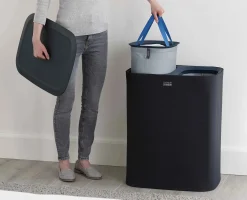 Panier à Linge Double Noir 90L Tota