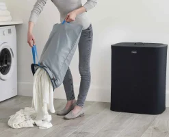 Panier à Linge Double Noir 90L Tota