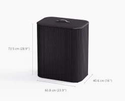 Panier à Linge Triple de Luxe Bambou Noir 90L Tota Trio Luxe