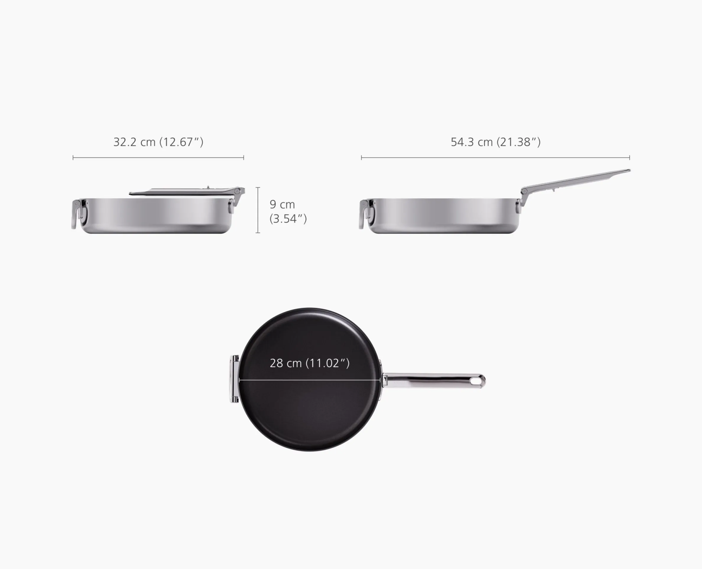 Poêle à Frire Antiadhésive Inox de 28 cm Space Steel