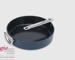 Poêle à frire Space antiadhésive en céramique 30 cm bleue poignée pliante
