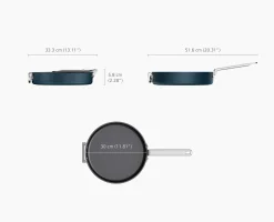 Poêle Anti-Adhésive de 30cm avec Poignée Pliable Bleue Space