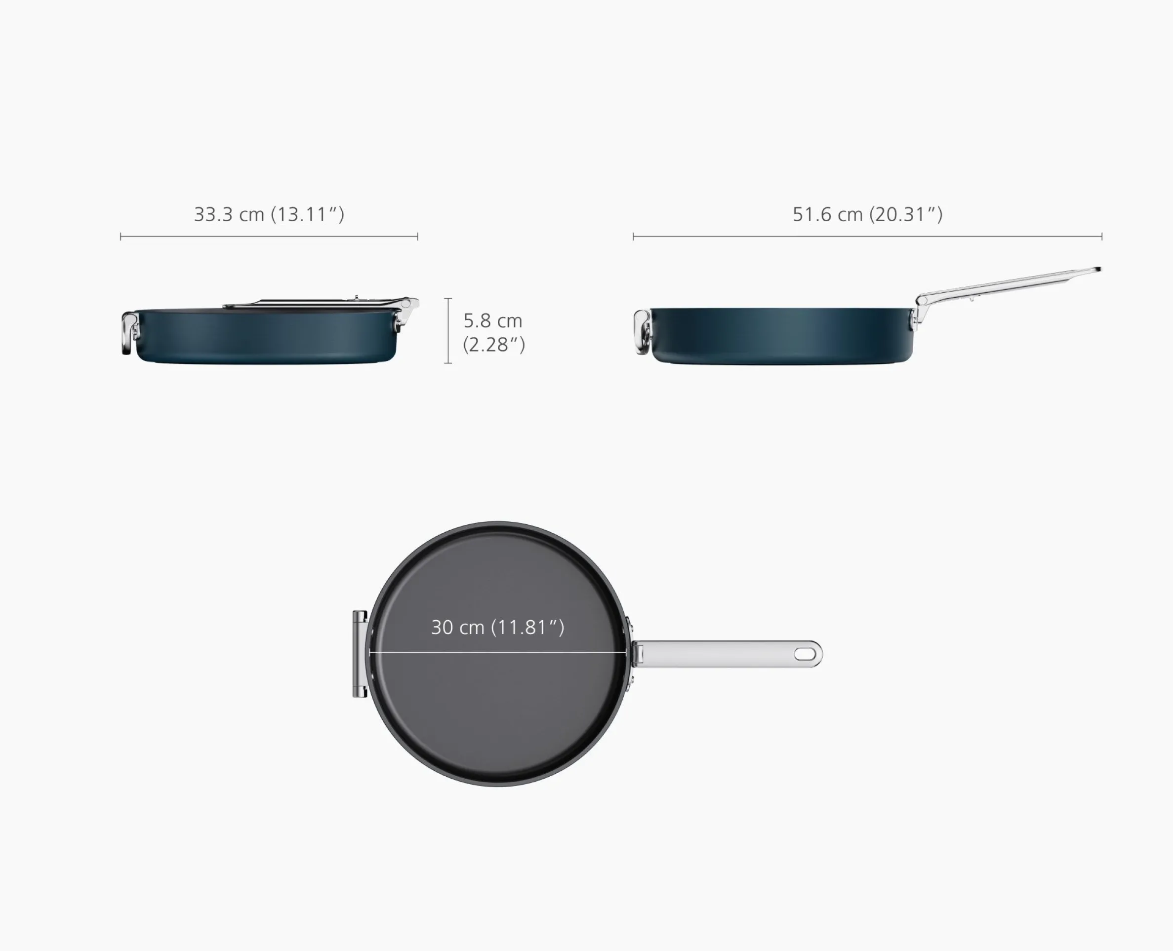 Poêle Anti-Adhésive de 30cm avec Poignée Pliable Bleue Space