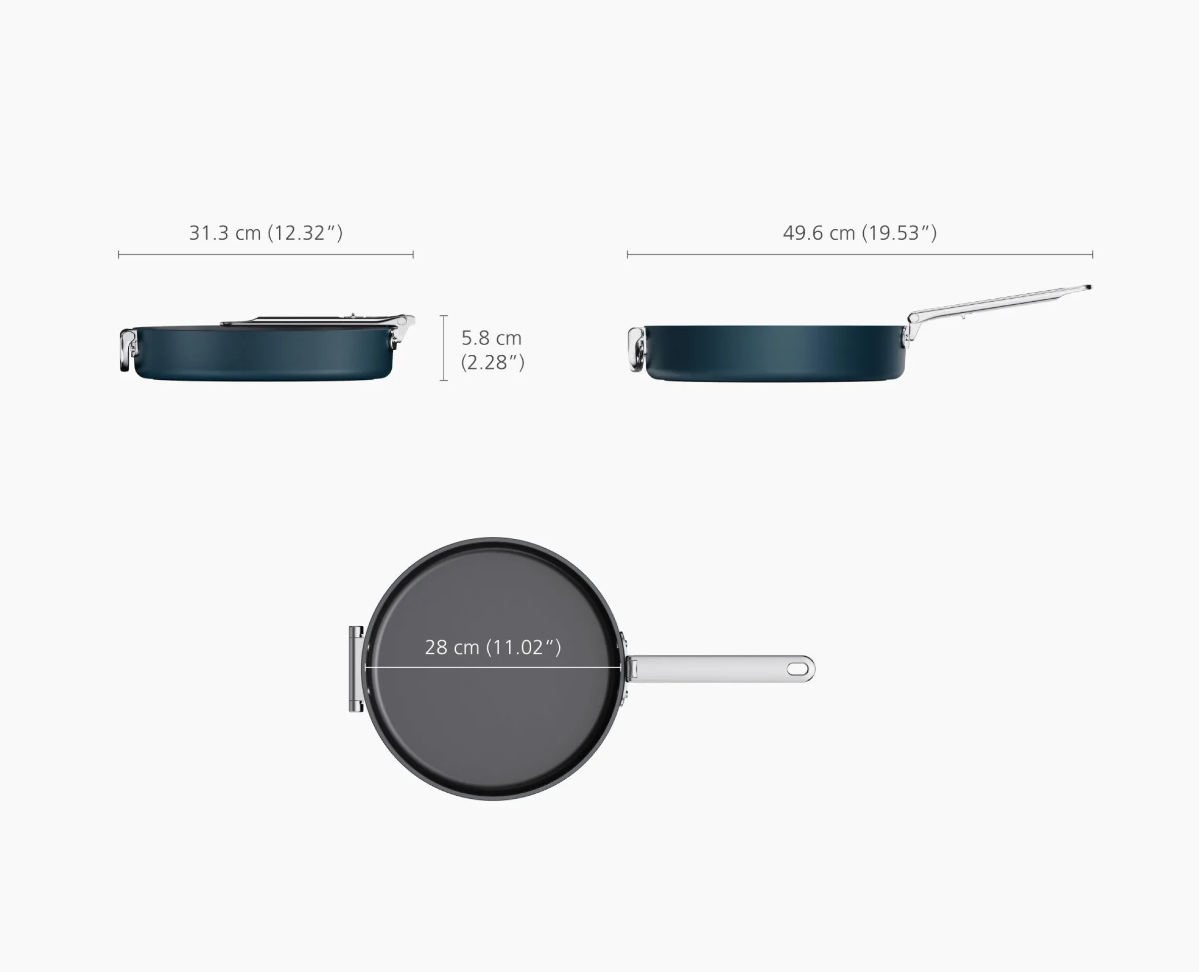 Poêle Anti-Adhésive de 28cm avec Poignée Pliable Bleue Space