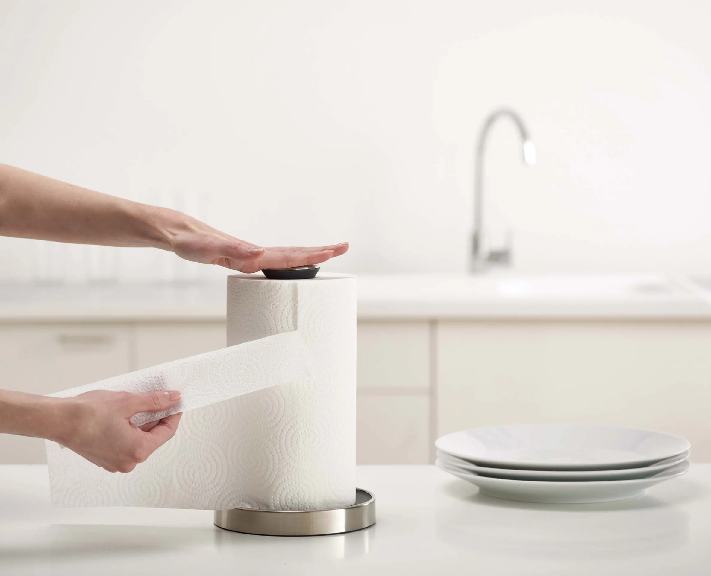 Porte Essuie-tout de Cuisine Gris Push&Tear™