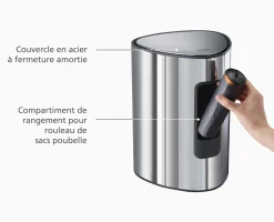 Poubelle Salle de Bain Inox à Pédale 5L EasyStore™ Luxe