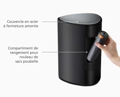 Poubelle Salle de Bain Noire à Pédale 5L EasyStore™