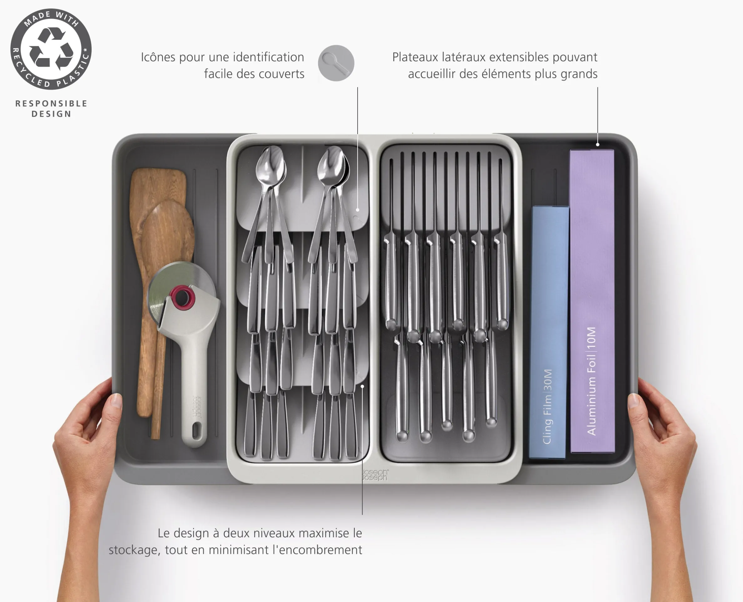 Range-Couverts et Couteaux Extensible et Étagé Drawerstore™