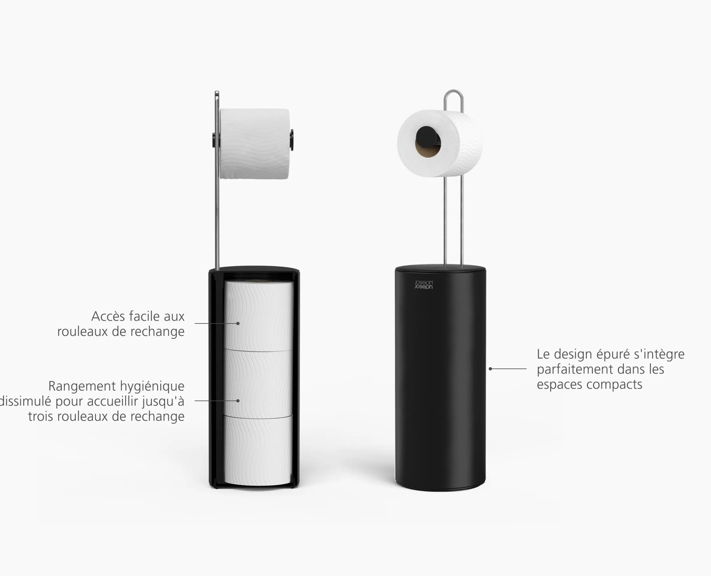 Rangement pour Papier Toilette avec Dérouleur Noir EasyStore™