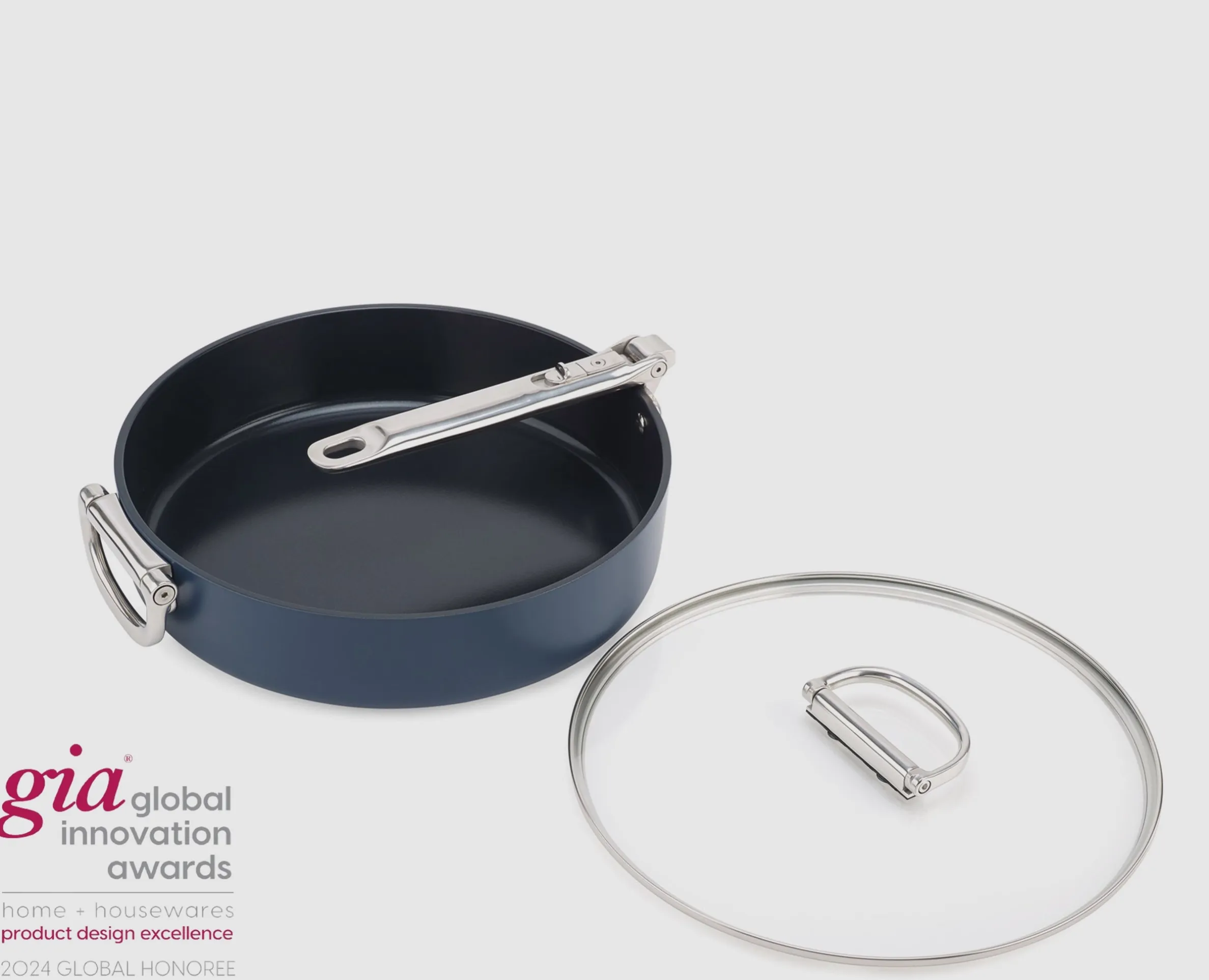 Sauteuse Space antiadhésive en céramique 28 cm bleue avec poignée pliante et couvercle