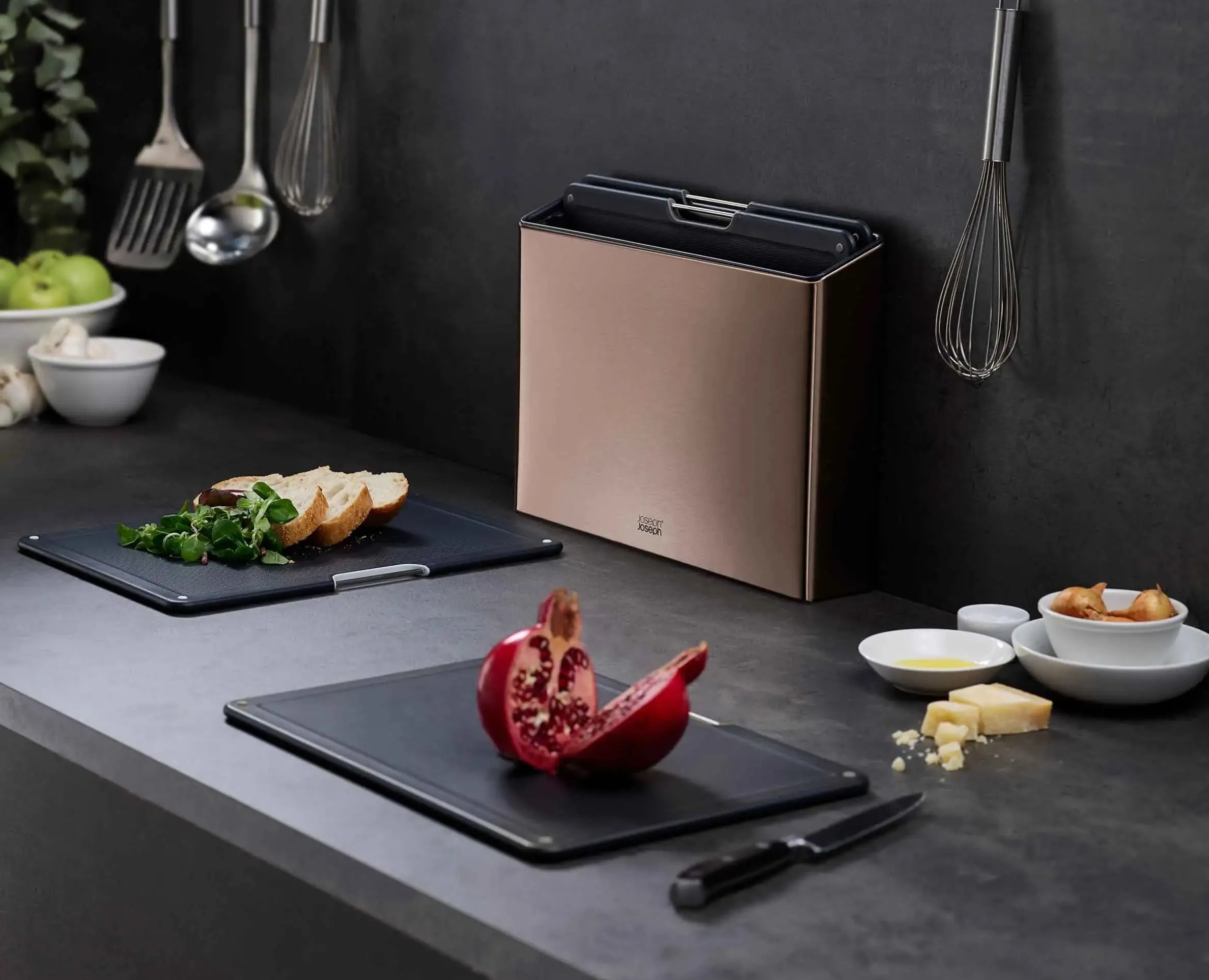 Set de 4 Planches à Découper avec Étui en Inox Or Rose Folio™