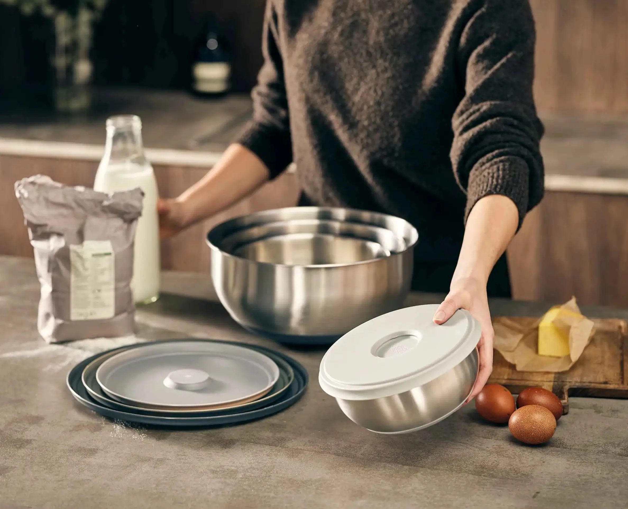 Set de 4 Bols Mélangeurs en Inox Nest™ Prep&Store