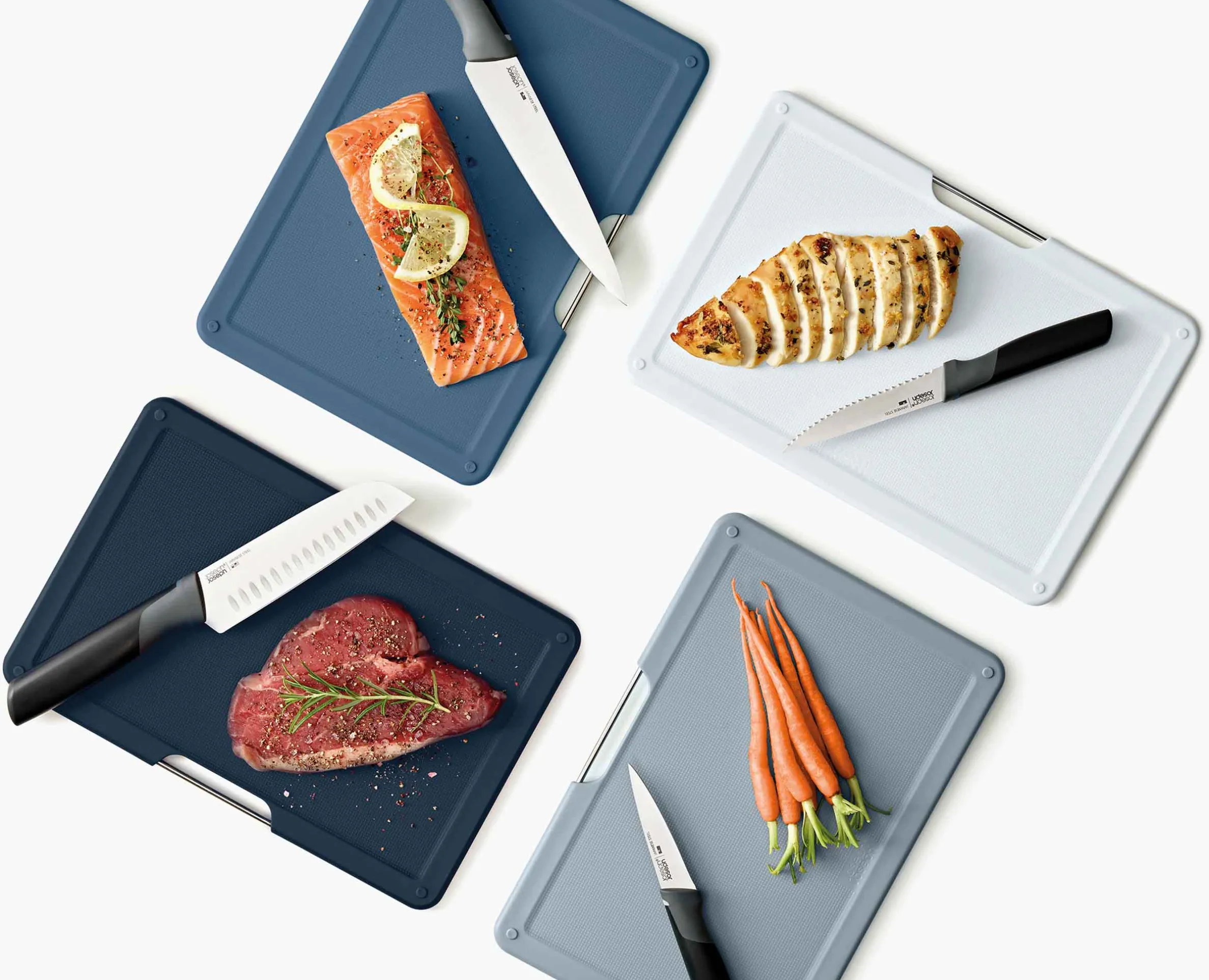 Set de 4 Couteaux et 4 Planches à Découper Gris Folio™ Plus