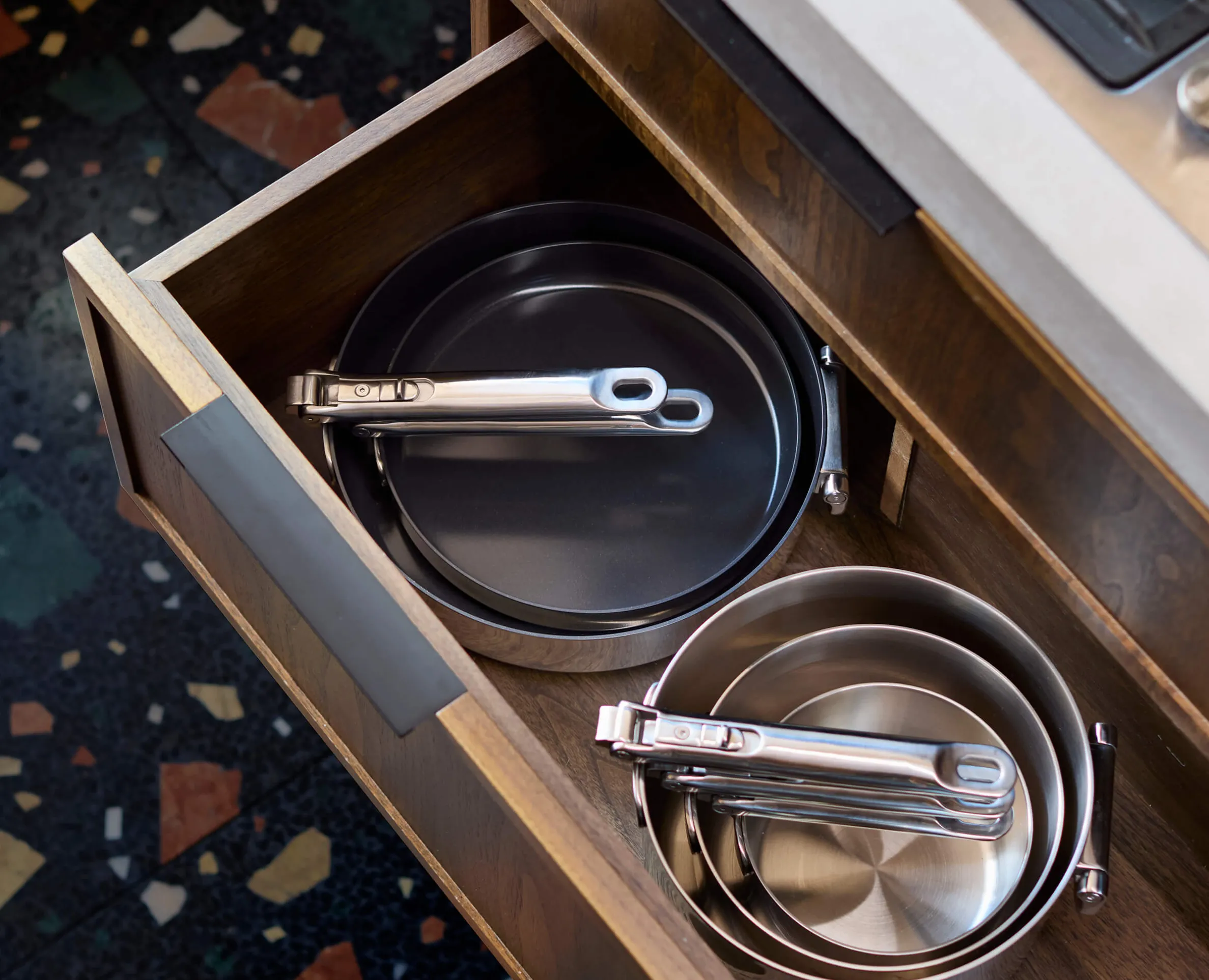 Set de 2 Poêles à Frire Anti-adhésives en Inox Space Steel