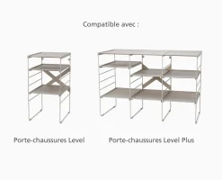 Set de 2 Étagères Range-chaussures Réglables Écrues Level™