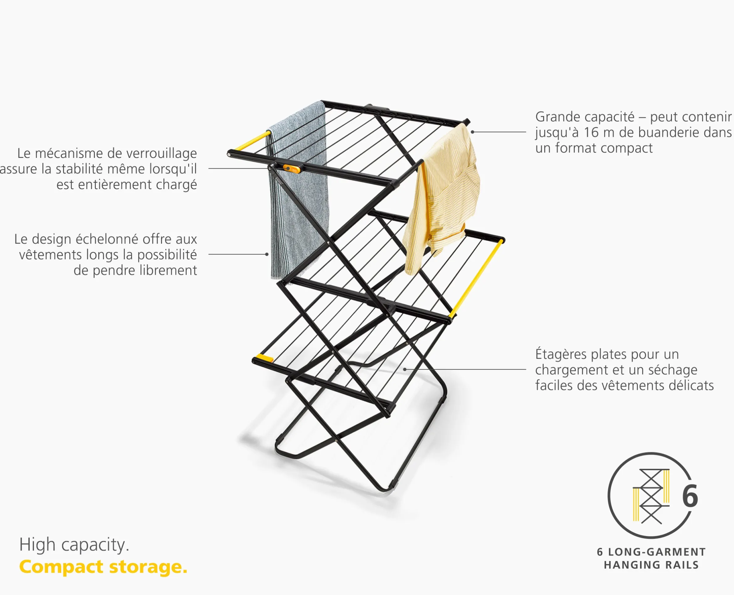 Étendoir à Linge Compact de Grande Capacité 16m AirFrame™